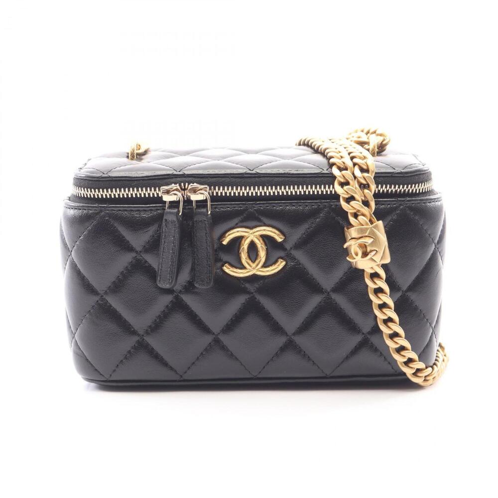 Chanel Matelassé Vanity Shoulder Bag/Handbag, Lambskin Leather, Women's, Black